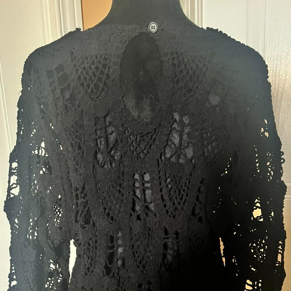 Black Crocheted Top Designed in Italy (E18) - Picture 3 of 9